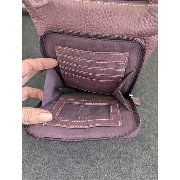 Fossil Vintage Leather Burgundy Plum Crossbody Bag Shoulderbag Purse Slim - Picture 7 of 13